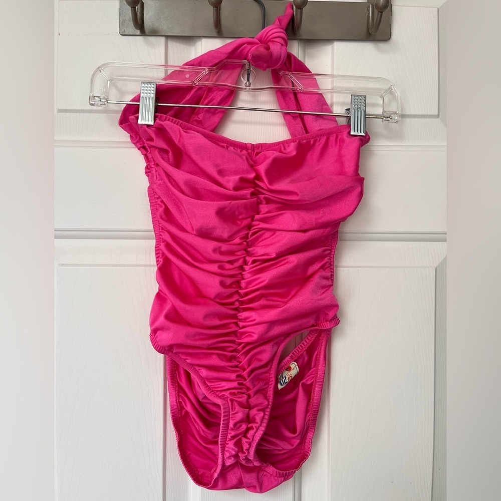 Vintage 80s 90s Hot Pink One-Piece Swimsuit XS - Picture 2 of 8